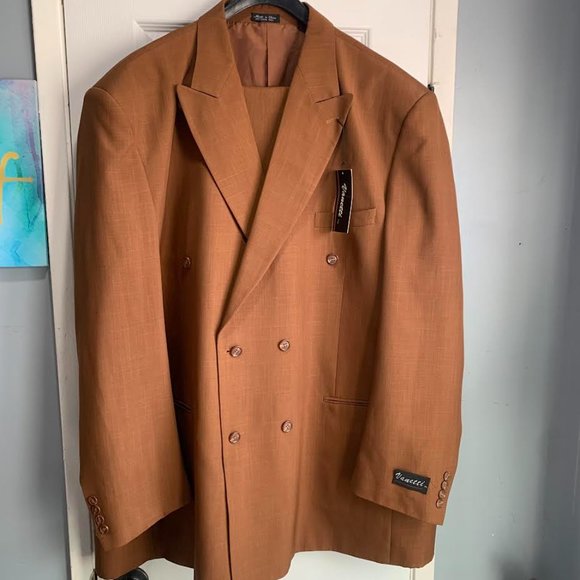 Vanetti Other - New Men Double Breasted Suit 2 Piece Color Mocha, Size L56 W51